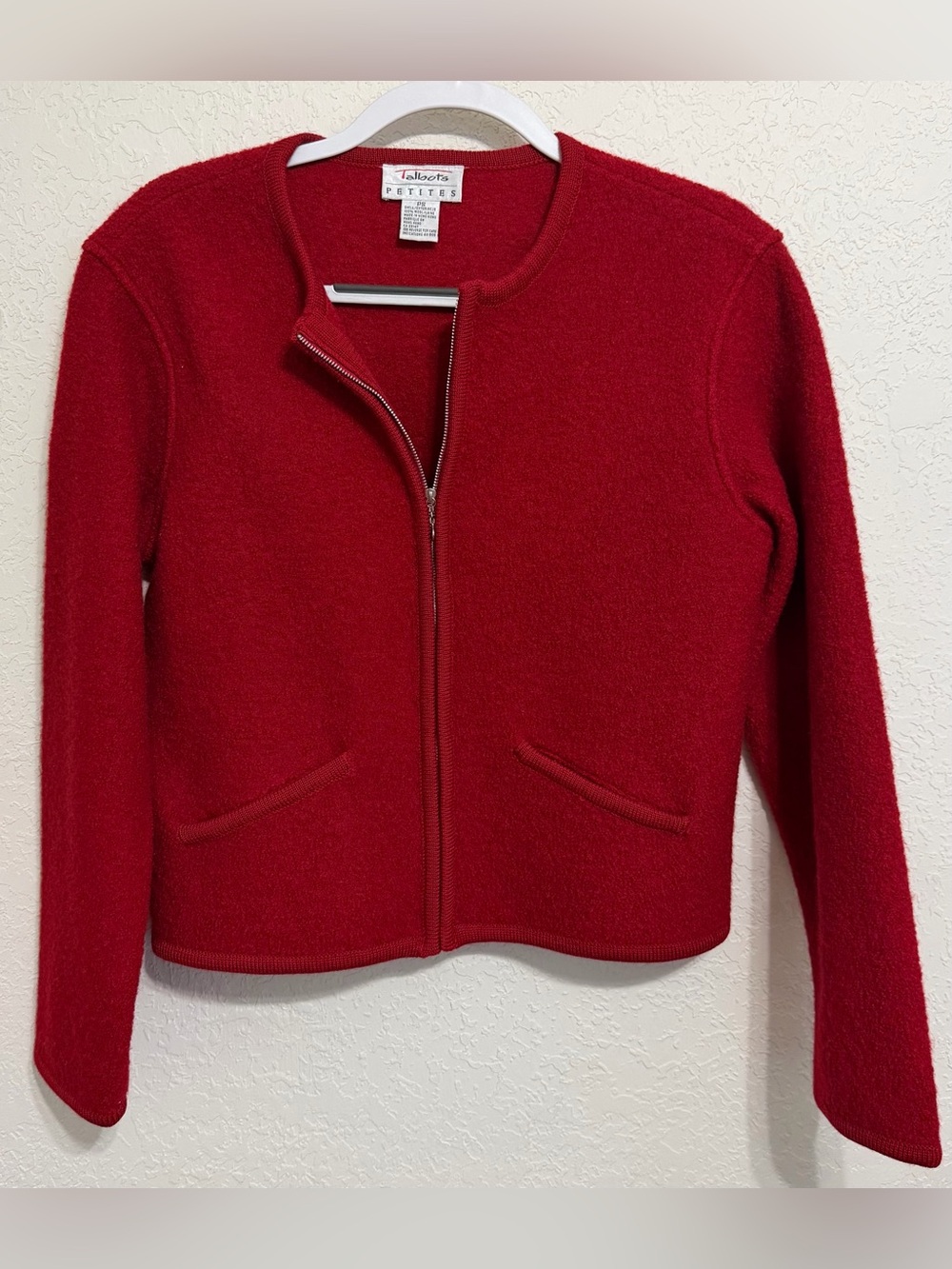 Talbots Red Zip-Front Knit Blazer